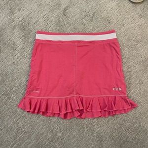 Vintage athletic pink mini skirt, with built in shorts and adjustable waist